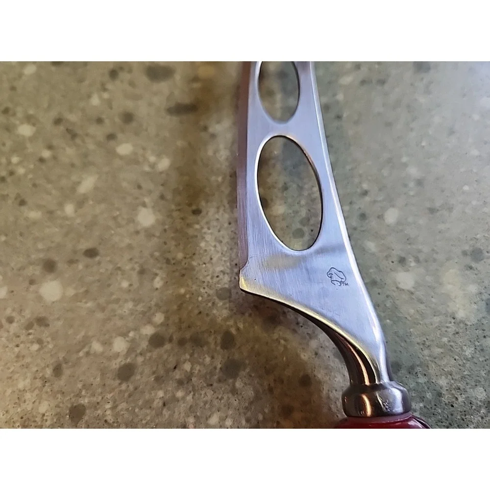 Pampered Chef CHEESE KNIFE Cranberry Glass Beaded Stainless Steel, Discontinued